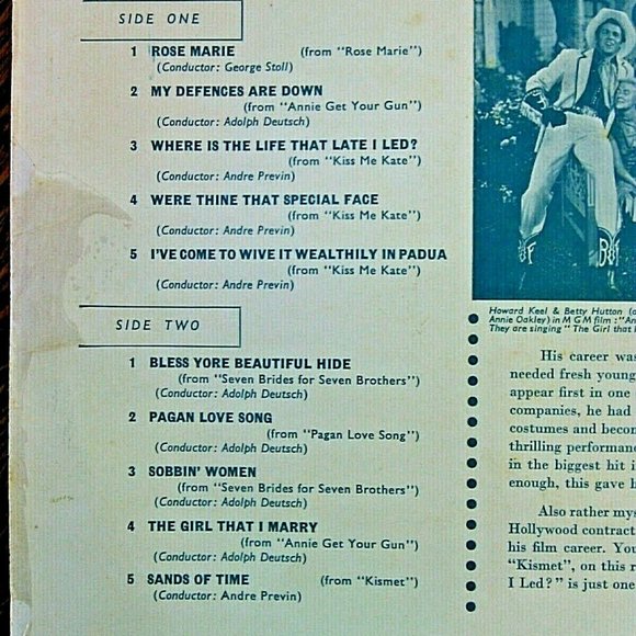 Vintage Vinyl LP Howard Keel - Great Screen Successes Rare 10" 1957 EMI Records - Picture 11 of 16